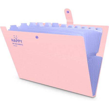 [Pink & Lilla] 12 Lommer Udvidbar Mappe, HAISSKY Kontor
