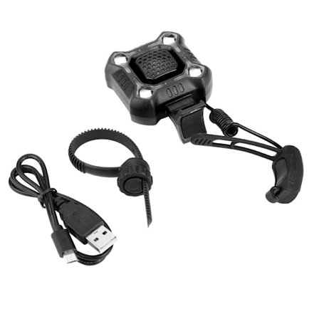 Vandtæt Genopladelig Cykel Forlygte Klokke Cykel Styr Lys Horn Tilbehør (Sort)