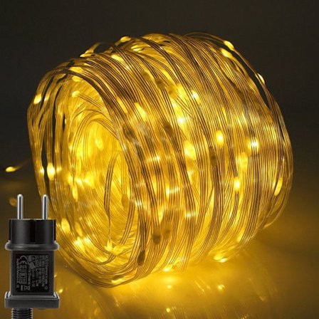 Rosnek 50m 400LED Lyskæde Rør Udendørs, 8 Tilstande, EU stik, Vandtæt, Dekoration til Jul Have Altan - Varme hvid