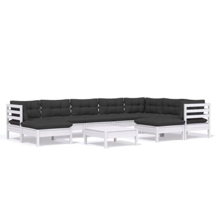 Vidaxl Loungegrupp Med Dynor 10 Delar Vit Massiv Furu Vit