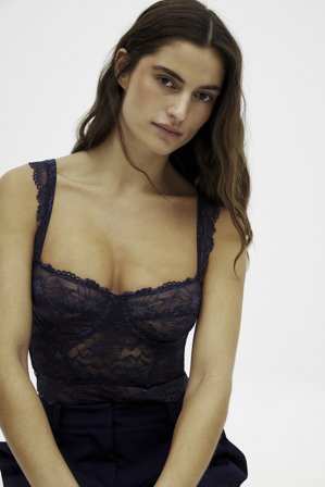 NA-KD Corset en dentelle à armatures - Corset & bustier - Bleu Marine - EU 75A