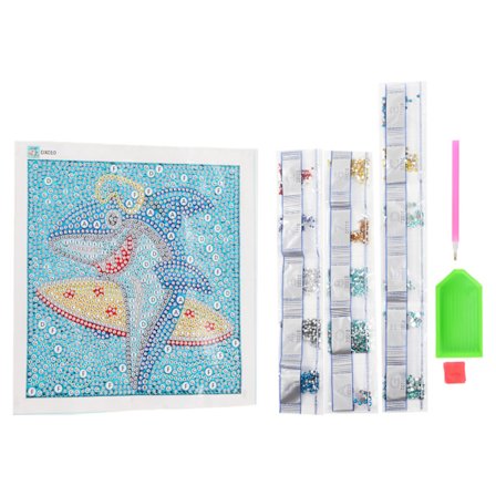 Diamantmålning Rikt Färgglatt Hajmönster DIY Strasskonst för Barn 8 År Heminredning