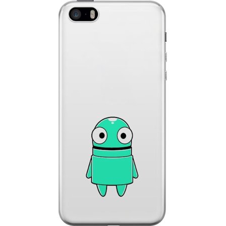 Kompatibel Mobilcover til Apple Apple iPhone 5s Turkis tegneseriefigur med store øjne og en glad personlighed i enkel illustration