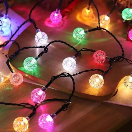 Bubble Ball LED Ljusslinga med Färg, 20m 200 LEDs, Plug-in Stämningsbelysning för Utomhusbruk