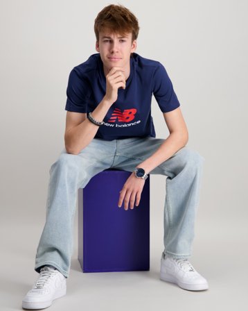 New Balance New Balance Jersey Stacked Logo Tee Blau T-Shirts Jungen - Kids Brand Store