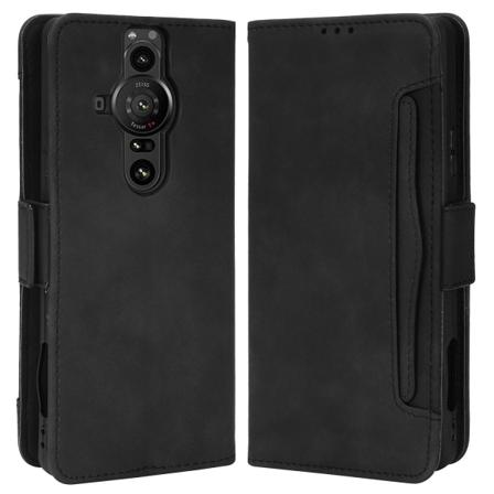 For Sony Xperia Pro-i Stødsikkert Magnetisk Lukning Flip Cover Flere Kortpladser Design Pung Stativ Pu Læder Telefon Cover Black