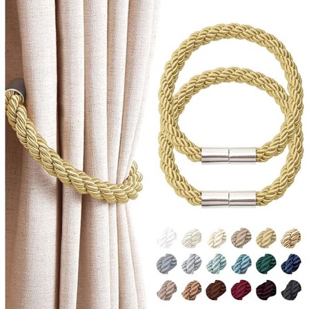 2-pakning Guld Sterke Magnetiske Gardinbånd Moderne Enkle Draperibånd Praktiske Dekorative Vevtau Gardinholdere for Tynne eller Tykke Gardiner