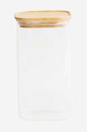 Pebbly - Firkantede bokser med bambuslokk 1400 ml - Transparent - Oppbevaringsbokser - Fra Homeroom