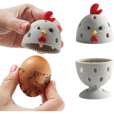 Eggbørste-renser, 2 stk. Silikon Eggrenser Skrubbe for Friske Egg, Multifunksjonell Frukt og Grønnsak Roterende Skrubbe
