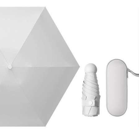 Hopfällbart parasoll Reseparaply Grå lättvikts portabel kompakt tålig stilren design