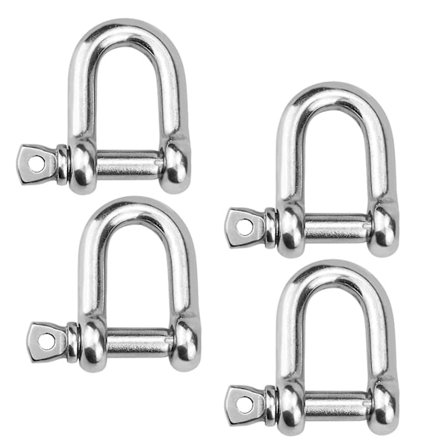 4 stycken M10 schackel i rostfritt stål, D-ring schackelkedja, lyftschacklar