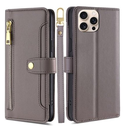 iPhone 16 Pro Max Fodral fårskinn med dragkedja och axelrem - stiligt och praktiskt skal