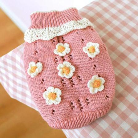 Puppy Two-legged Flowers Stickad Tröja Andas Pullover