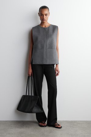 COS Women's Gilet Ibrido In Lana Doppiata in Grigio