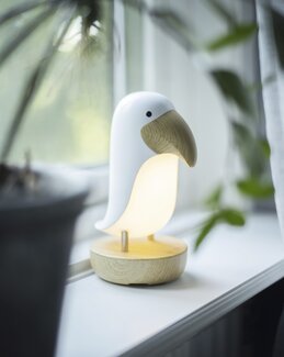 Dekorasjon/nattlampe LED Bird, oppladbar med USB-kabel Hvit