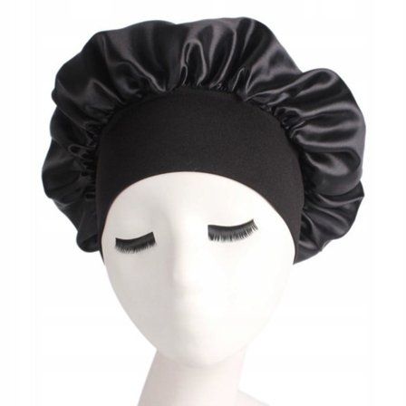 TG Sovehette laget av myk satin svart