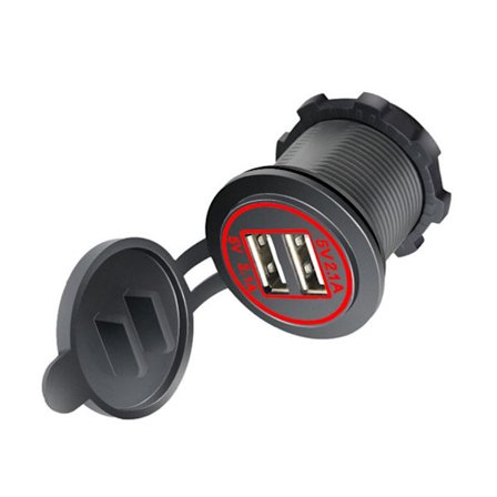 Bil USB opladningsstik Dobbelt USB-udtag USB-strømudtag med vandtætte hætter Ringe Lys USB-port til marinebrug