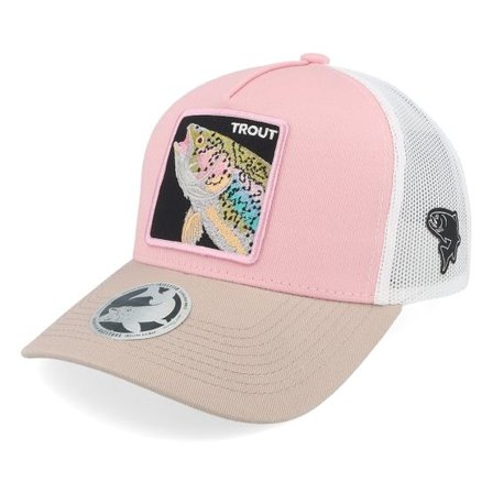 Skillfish - Vit trucker Keps - Rainbow Trout Box Light Pink/White/Grey A-frame Trucker @ Hatstore