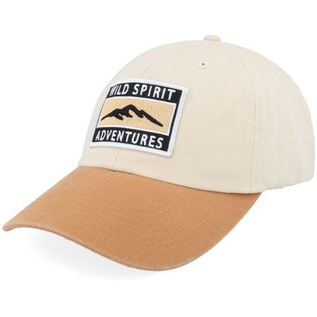 Wild Spirit - Beige unconstructed Keps - Mountain Adventures Patch Stone/Wheat Dad Cap @ Hatstore