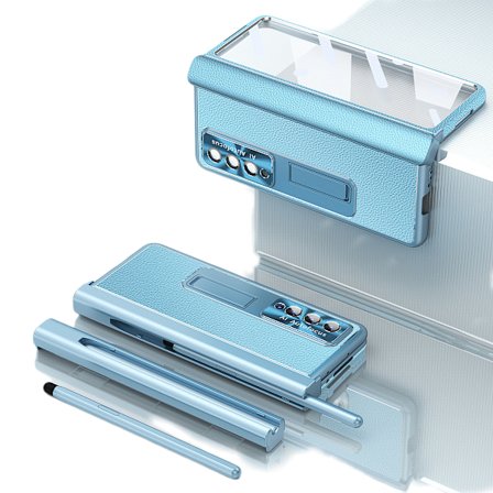 Samsung Galaxy Z Fold 3:lle magneettinen kotelo 4-in-1 saranalla S Pen -pidikkeellä, ylellinen nahkakuori kynällä, täydellinen suoja