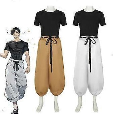 Anime Fushiguro Toji Cosplay Jujutsu Kaisen Kostume Kortærmet Herre Top Bukser Halloween Rave Party Kampuniform Sæt (XL Brun)