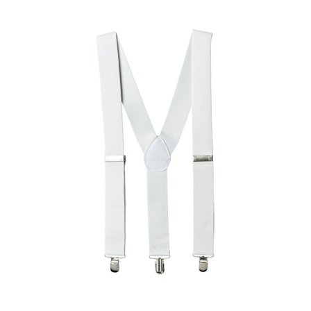 Snygga smala vita hängslen med clips 2,5 cm vita