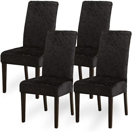 Stoltrekk, sett med 4 tykke fløyelstoltrekk Spisestoltrekk Elastisk stretch stoltrekk Avtakbart trekk