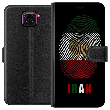 Yhteensopiva Lompakkokotelo Xiaomi Redmi Note 9 Sormenjälkien muoto kuten Iranin lippu, jossa leijonamotivit mustalla dramaattisella taustalla