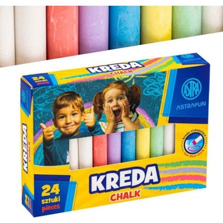 Tavla - Astra Krita för skoltavlor, färgglad, mjuk, lite damm, 24 stycken