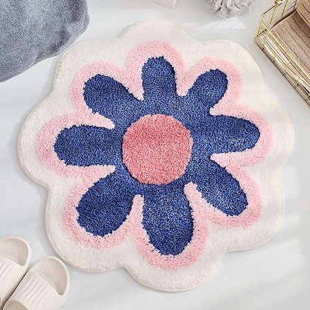 Blomsterområde teppematte søt blomster bad teppe myk mikrofiber rund blomst gulvmatte vannabsorpsjon