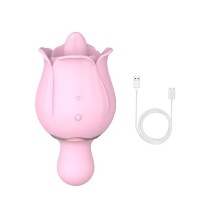 Mini Ros Tunga Slickande Massage Vibrator för Kvinnor (Rosa)