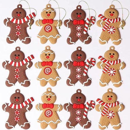 12 stk. Peberkagemand Traditionel Juletræ Dekoration