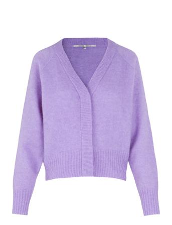 Brook Knit Boxy Cardigan Strikkegenser Cardigan Lilla Second Female