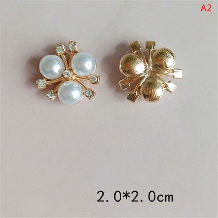 10xpearl Flower Rhinestone Buttons Mousserande Crystal Hårnålar D