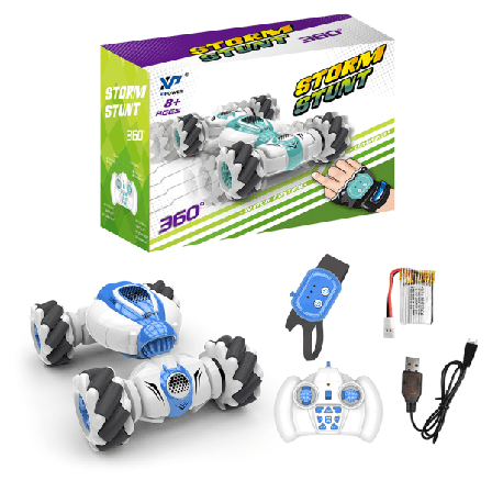 2,4Ghz fjernkontroll bil 4WD-klokke Gest Sensing Control RC Stuntbil med LED-lys Musikkeffekt Barneleke