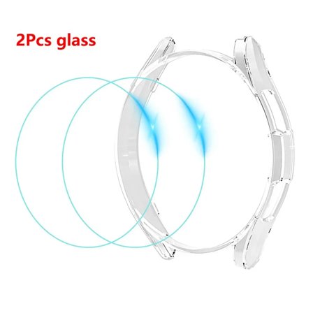 2 ST Glas+Fodral för Samsung Galaxy Watch 6 Classic 43mm 47mm Vattentätt PC Stötfångarskydd+Skärmskydd Galaxy Watch6 40mm 44mm