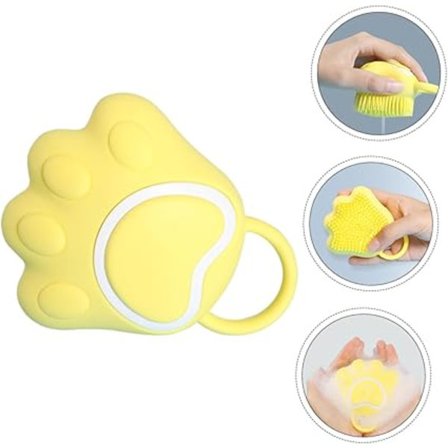 (Gul) Tecknad kattklo hud mjuk silikonmassage, tillsätt vätska till skummet och mjuk baby skadar inte huden, gnugga ryggen, bada och borsta