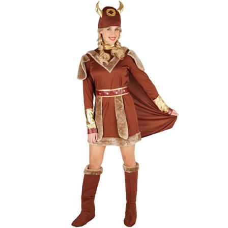 Tectake Maskeraddräkt Kvinnlig Vikingahövding Brown S