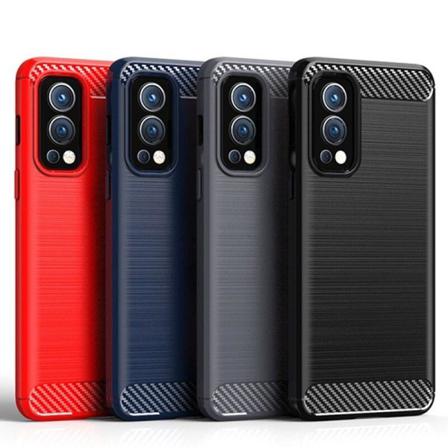 SKALO OnePlus Nord 2 Armor Carbon Iskunkestävä TPU suojakuori - Blue