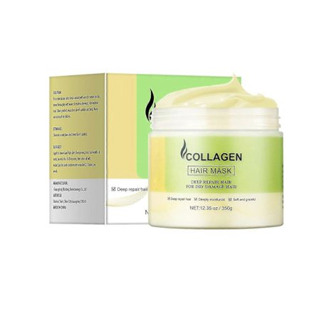 Collagen Hårmaske til Skadet Tørt Hår, Fugtgivende & Udglattende Dybdeplejende Masker til Alle Hårtyper, 350g Hårpleje Julegave