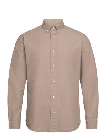 Slhslimrick-Poplin Shirt Ls Noos Beige Selected Homme