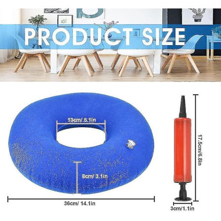 2 Stykker Oppblåsbar Sittepute Ortopedisk Oppblåsbar Ringpute Donutpute Med 2 P