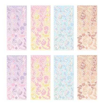8 ark farverige båndklistermærker, DIY Scrapbooking Stickers Deco