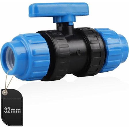 Kugleventil til PE-rør Plastkugleventil PP-fitting til PE-rør PE-rørkugleventil, 32mm (Blå)