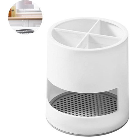 Elektrisk tannbørsteholder med 4 rom, raskt drenerende tannbørstebrettorganisator, frittstående tilbehør, tannbørsteholder hvit