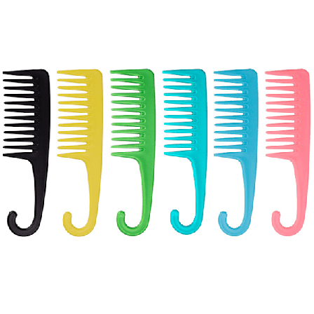 Hängande duschkam - bredtandad kam - bredtandad hängande kam set om 6 stycken - stor våt kam med krok -6 färger antistatisk hårborste - kvinnor
