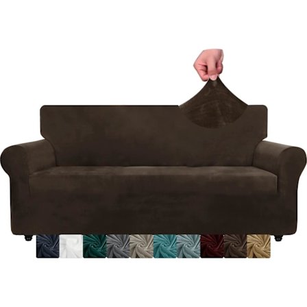 Sammetsofföverdrag 3-sits, Stretchsofföverdrag Universal, Soffskydd Halkfria sofföverdrag med armstöd, Sofföverdrag Skydd Katt