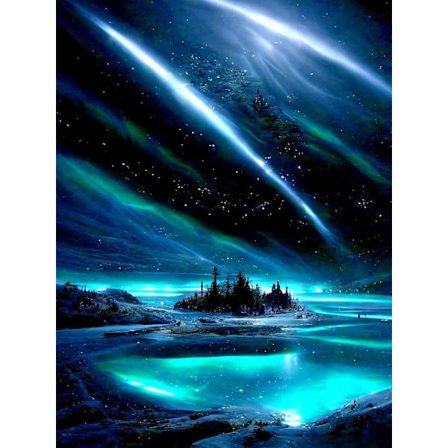 Diamantmaleri for voksne og begyndere, DIY 5D diamantkunst-sæt landskab, Aurora ædelstensmaleri-sæt med runde diamanter, landskabsdiamant prik til 
