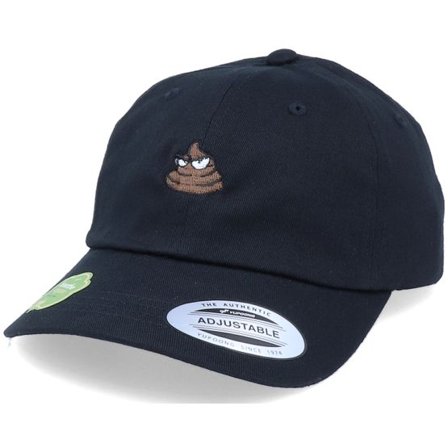 Iconic - Svart unconstructed Keps - Organic Tiny Poop Emoji Black Dad Cap @ Hatstore