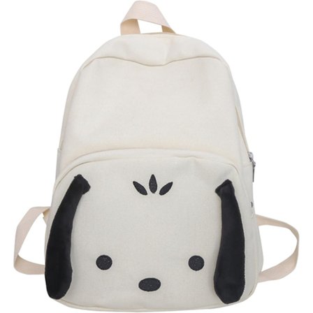 Cartoon Broderi Tryck Casual Ryggsäck Laptop Ryggsäck Resa Vandring Ryggsäck Vit